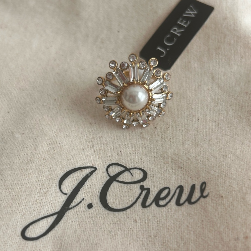 J. Crew Gold and Crystal Snowball Ring